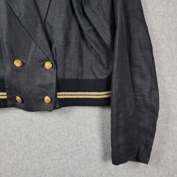 Vtg Cristina Maxx 100% Linen Black Gold LS Button Up Cropped Jacket Women's 8 - Picture 5 of 13